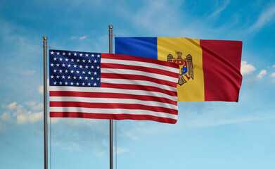 Moldova and USA flag