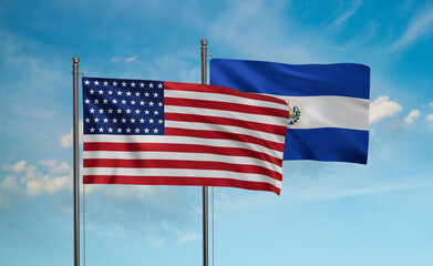 Salvador and USA flag