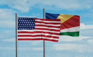 Seychelles and USA flag