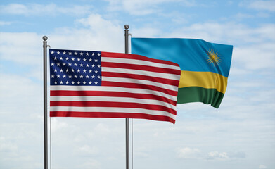 Rwanda and USA flag