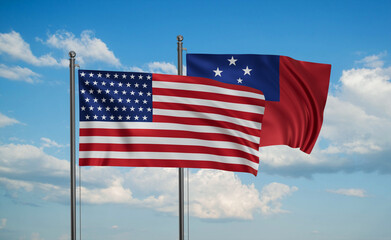 Samoa and USA flag