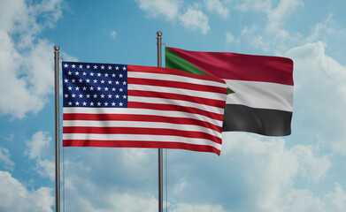 Sudan and USA flag