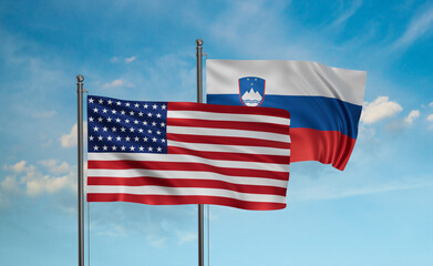 Slovenia and USA flag