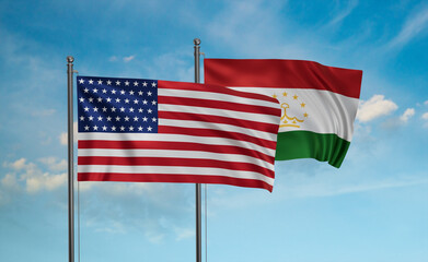 Fototapeta premium Tajikistan and USA flag