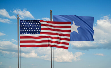 Somalia and USA flag