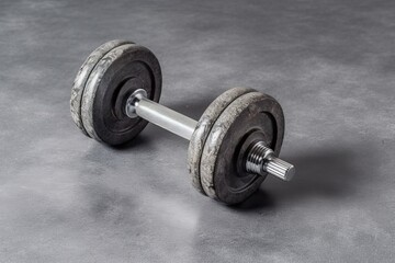 Obraz na płótnie Canvas gym background with body building material on a concrete floor, generative ai