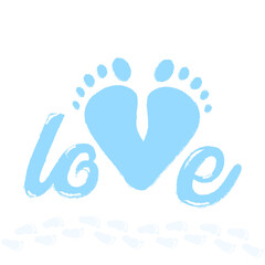 Children's background with footprints of a baby's feet