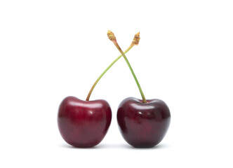 Cherry isolated. Cherries on white background. Sour cherry on white.