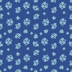 Trendy seamless botanical textile pattern.Delicate blue floral print with small blue flowers for fabric or paper.
Cute botanical flower pattern hand drawn vector, ditsy style, trendy textile print