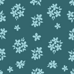 Trendy seamless botanical textile pattern.Delicate blue floral print with small blue flowers for fabric or paper.
Cute botanical flower pattern hand drawn vector, ditsy style, trendy textile print