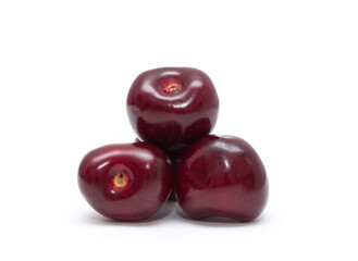 Cherry isolated. Cherries on white background. Sour cherry on white.