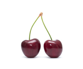 Cherry isolated. Cherries on white background. Sour cherry on white.