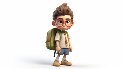 3d render happy kids for back to school, cartoon illustrations generative ai