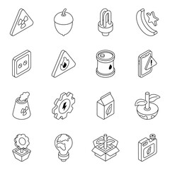 Pack of Nature and Energy Linear Icons