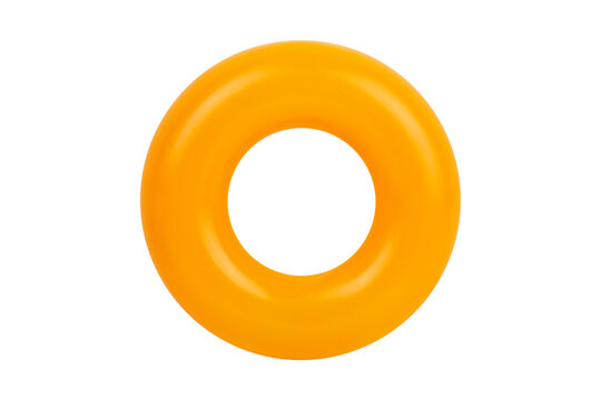 orange circle, inflatable swimming ring isolated from background