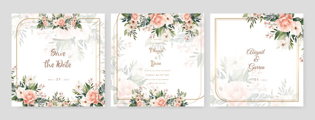 colorful colourful floral flower beautiful and elegant floral wedding invitation card template