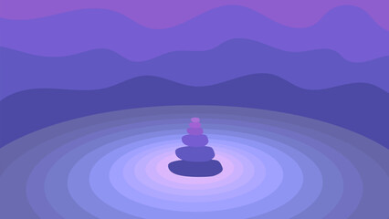 Fototapeta na wymiar Zen stones on abstract blue purple background. Vector illustration