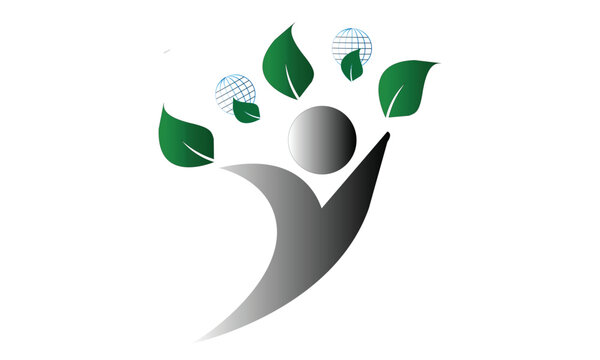ECO vector design, Environmental symbol, the green leaf is to preserve the forest, the earth image is to plant trees to make the world green.	