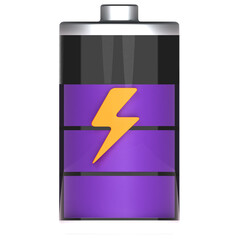 3d rendering of battery icon with three quarter charge indicator