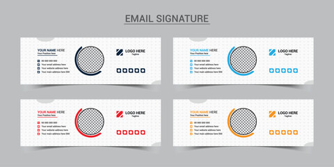 Corporate Email signature template for email footer vector 4 color bundle template