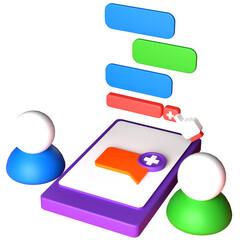 3d rendering of add chat illustration with transparent background