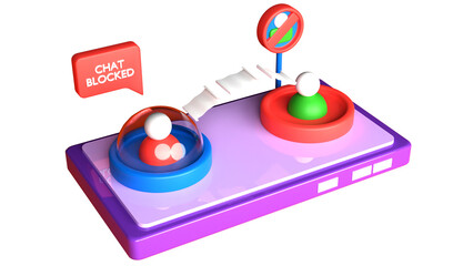 3d rendering of blocked chat illustration with transparent background
