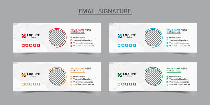 Corporate Email signature template for email footer vector 4 color bundle template