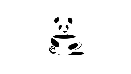 Panda with a cup of coffee