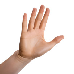 hand showing hi sign isolated on transparent background cutout