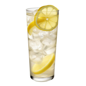 glass of lemonade isolated on transparent background cutout