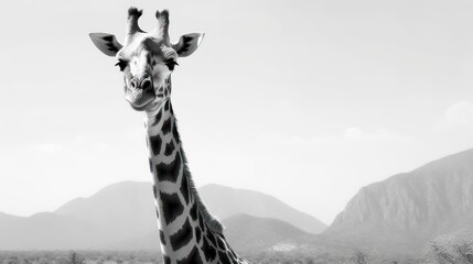 giraffe in the wild - obrazy, fototapety, plakaty