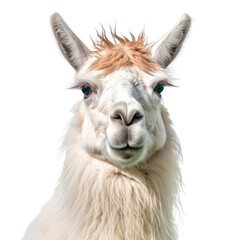 close up of a llama isolated on transparent background cutout