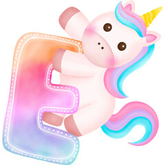 Cute unicorn. The letter 