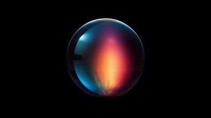Solitude's Embrace: A Close-Up of a Solo Orb on a Black Background. Generative AI