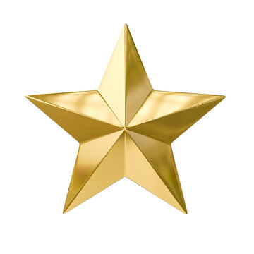 3d rendered gold star isolated on white