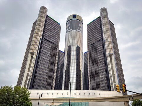 General Motors Headquarter at Renaissance Center in Detroit - DETROIT, USA - JUNE 10, 2023