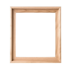 wooden picture frame isolated on transparent background cutout