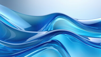 Azure Reflections: A High-Quality Blue Glass Curved Wallpaper. Generative AI