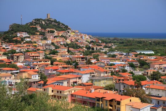 Posada town skyline in Sardinia, Italy. Posada in Province of Nuoro.