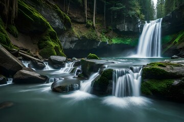 waterfall in the forest  generated by AI technology