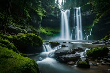 waterfall in the forest  generated by AI technology