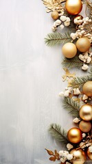 Merry christmas and new year plain background plant and balls arrangement plain background AI Generated