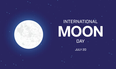 International Mood Day design with bright moon on dark blue background. Vector illustration