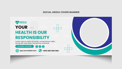 Healthcare medical facebook cover post template or social media cover banner template design.