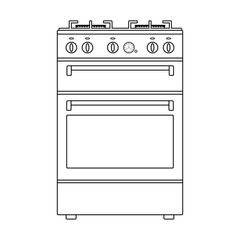 The icon of a gas stove with four burners and an electric oven on a white background.