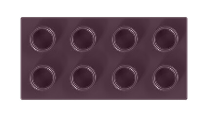 Fig Bricks Block Isolated on a White Background. Close Up View of a Plastic Children Game Brick for Constructors, Top View. High Quality 3D Rendering with a Work Path. 8K Ultra HD, 7680x4320, 300 dpi
