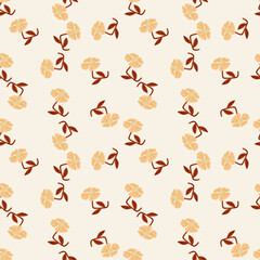 Contemporary cute stylized flowers seamless pattern. Decorative naive style botanical wallpaper.