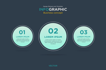 infographic business concept. Circular Text Box Design Element and Template on Background Navy Dark Mode. In Vector