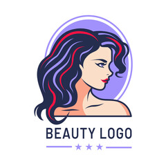 Logo for a beauty salon. Logo with the face of a girl with beautiful hair.