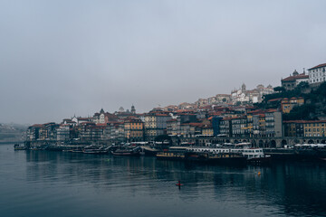 The coast of Porto on the Douro river, cloudy dayThe coast of Porto on the Douro river, cloudy day